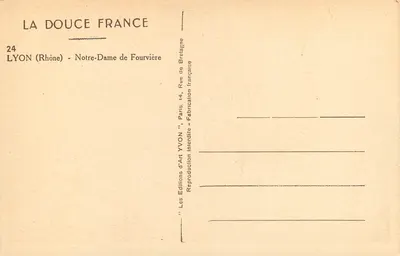 Bazylika Notre-Dame de Fourvière w Lyonie (Rhone) — Wydawnictwo Art Yvon, Paryż — Rewers