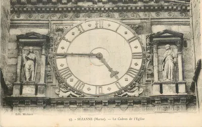 Sézanne (Marne) — O Relógio da Igreja — Edit. Michaux n°57