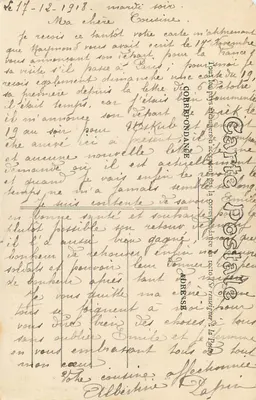 Catedral de Reims — bombardeio alemão — Imp. e Edit. J. Bouvret - Le M. 1914 — Verso