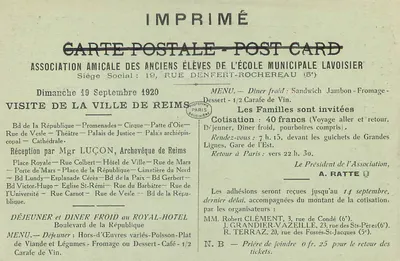 Ruínas de Reims — A Catedral — Edição Baudinière n°2760 — Verso
