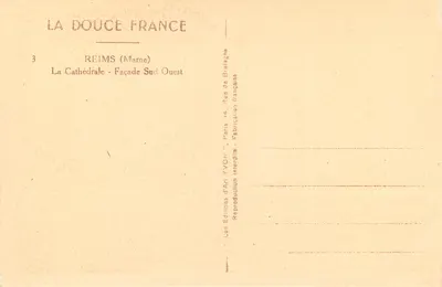 Reims - Katedra - Façade Sud Ouest — Éditions d'Art YVON, seria 3 — Rewers
