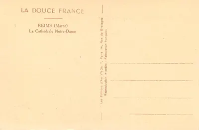 Reims — Kathedraal Notre-Dame — Edities van Kunst YVON — Achterkant