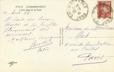 L'Ain visto do Ponte — Champagnole — Edição Val d'Ajol (Vosges) n°3736 B — Verso