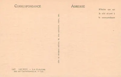 Le Puy - El Claustro de la Catedral — Impr. Réunis, París — Reverso