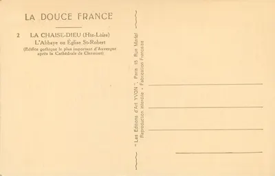 La Chaise-Dieu — A Abadia ou Igreja de São Roberto — Edições d'Art YVON — Verso