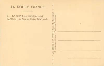 La Chaise-Dieu — Abbatia - Kwatera klasztoru, XIV wiek — Wydawnictwo YVON — Rewers