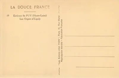 Orgi d'Espaly — Otoczenie PUY (Haute-Loire) — Wydawnictwo Sztuki YVON, Paryż — Rewers