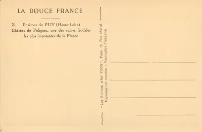 Castello di Polignac — rovine feudali — Edizioni d'Arte YVON, n°21 — Verso