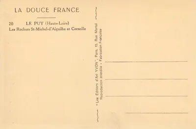Le Puy (Haute-Loire) — Los Rocas San Miguel y Corneille — Editor Yvon — Reverso