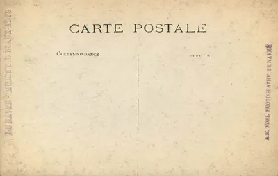 Cena religiosa — Santa Lúcia e Santa Maria — editor A.M. NDEL, Le Havre — Verso