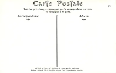 Toulon - O Torpedeiro das Ruas — H. Chaudeperdria, n° 2165 — Verso
