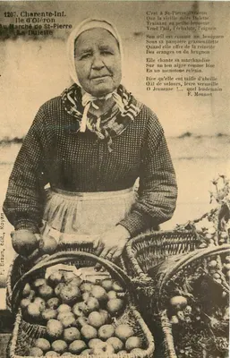 Mercado de St-Pierre-d'Oléron — Vendedora de frutas — F. Braun, edit. Royan