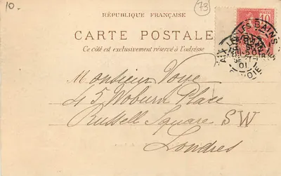 Aix-les-Bains — Villa de fleurs — Editor desconhecido — Verso