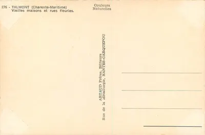 Talmont (Charente-Maritime) — Stare domy i kwitnące ulice — ARTAUD Frères, Nantes — Rewers