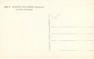 Głowa Arlequina — Montpellier-le-Vieux (Aveyron) — Wydawnictwo Sztuki 'FLOR' nr 2809 B — Rewers