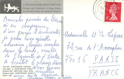 Dartmoor — Poneaux i krajobrazy — A Cotman-Color Series Postcard by Jarrold & Sons Ltd — Rewers