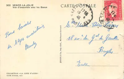 Vence-la-Jolie — Panoramische weergave met de Baous — Braun & Cie, Mulhouse-Dornach — Achterkant