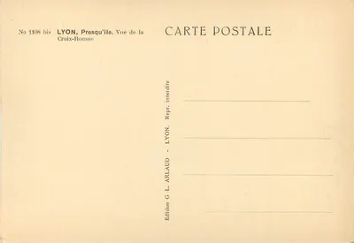 Lyon, Presqu'île — Widok z Croix-Rousse — Wydawnictwo G. L. Arlaud, nr 4108 bis — Rewers