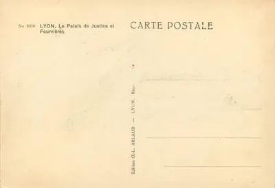 Lyon — Pałac Sądowy i Fourvières — Wydawnictwo G.-L. Arlaud — Rewers
