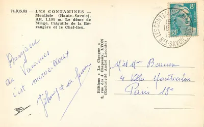 Les Contamines — Montjoie — Dôme de Miage et Chef-lieu — Rewers