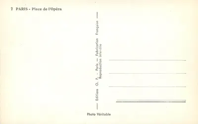 Paryż - Plac Opery — Oper Garnier — Wydawnictwo O. P. Paryż — Rewers