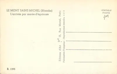 Mont Saint-Michel — Ankunft bei Ebbe der Gleichzeit — Éditions d'Art Jean Martel, Paris — Rückseite
