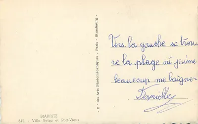 Biarritz — Villa Belza e Port-Vieux — Cie des Arts Photomécaniques — Verso