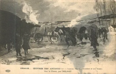 Cena de frente — obras dos artistas para o inimigo, feridos, prisioneiros e nas forças armadas — por S. Belnet, 1915