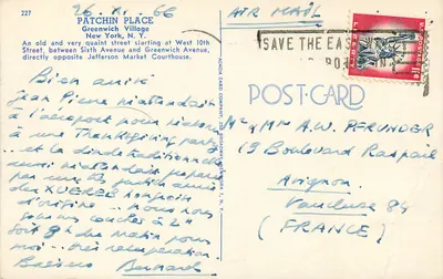 Patchin Place — Greenwich Village — Acacia Card Company, n°227 — Verso