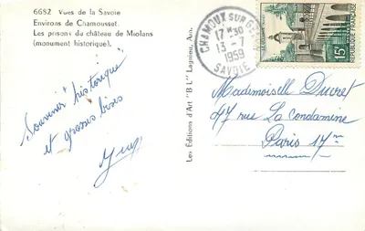 Zamek Miolans — Okolice Chamoux-sur-Gelon — Wydawnictwo 'B.L.' Lagnieu, n°6682 — Rewers