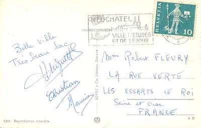 Neuchâtel — Ricordo di Neuchâtel — Bovey & Cie, Editori, Ginevra, n° 8386 — Verso