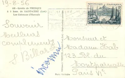 Grotte van PRESQUE - De Kolommen van Hercules - Edities J. VERTUEL (Lot) — Achterkant
