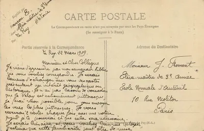Le Puy - Le Rocher Saint-Michel-d'Aiguilhe (Aspect Ouest) — éditeur M. B. - Rep. int. — Rewers