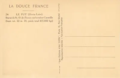 Beeld van Onze Lieve Vrouwe van Frankrijk — Le Puy (Haute Loire) — Edities Yvon — Achterkant