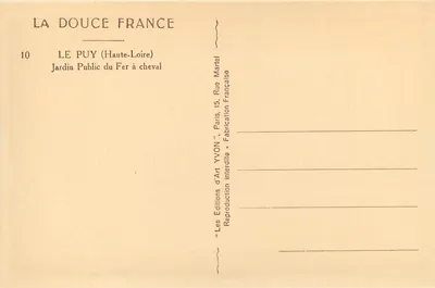 Le Puy (Haute-Loire) — Jardin Public du Fer à cheval — Éditions d'Art Yvon, Paris — Verso