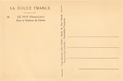 Le Puy (Haute-Loire) — Dziedziniec i Galerie Klasztoru — Wydawnictwo Art Yvon — Rewers