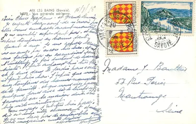 Aix-les-Bains (Savoie) — ogólny widok z lotu — wydawca nie widoczny — Rewers