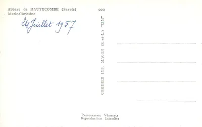 Estátua de Marie-Christine — Abadia de Haute-Côme (Savoia) — G. Albertoni 1857 — Verso