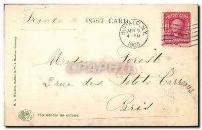 Caverna dos ventos, Cachoeira de Niagara no Inverno — H. L. Wohblier, Buffalo N.Y. & Dresden Alemanha, n° 1102 — Verso