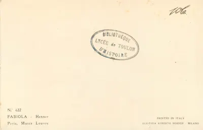 Młoda kobieta w czerwnej kapturze — dzieło Hennera — wydawca FABIOLA, n° 622 — Rewers