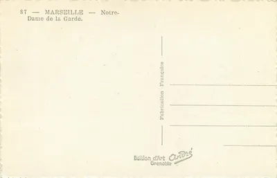 Marselha — Nossa Senhora da Guarda — Edição de Arte André, Grenoble — Verso