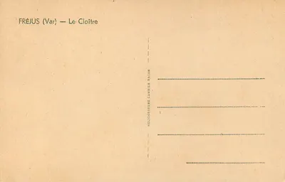 Fréjus (Var) — O Claustro — Héliogravure Combier Macon — Verso