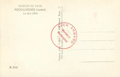Gorges del Tarn — Pougnaudouires (Lozère) — La Torre Eiffel — Ediciones de Arte « Yon » — Reverso