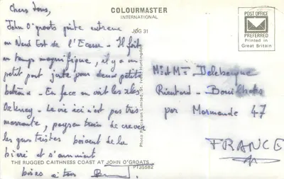 A costa rochosa de John O'Groats — Escócia — editor Colourmaster International, n° PT35582 — Verso