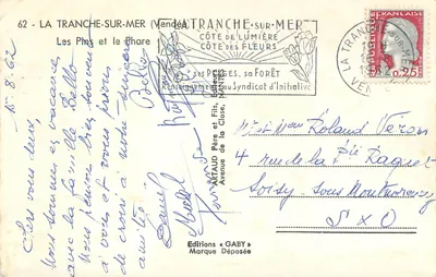 Les Pins e o Farol — La Tranche-sur-Mer — Edições Gaby — Verso