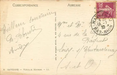 Saverne — Velha Casa — Lévy et Neurdein Réunis, Paris — Verso