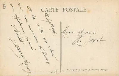 Bourges — Jardim do Hotel de Ville - A Grande Avenida — Editor E. Maquaire, n° 424 — Verso