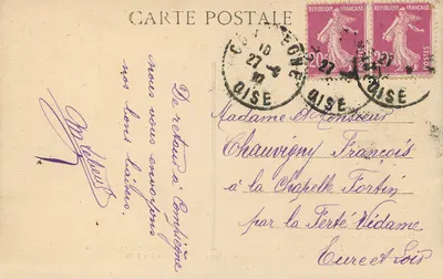 Las Compiègne — Las Zwycięstwa — Miejsce położenia pociągu pełnomocników Niemiec, 11 listopada 1918 — Penneguin, Compiègne — Rewers