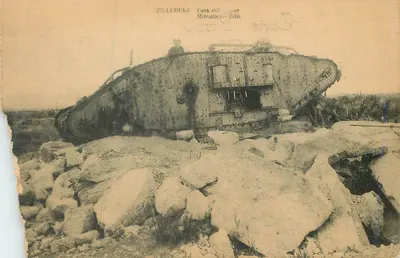 Bilhete postal antigo Zillebeke Tank Militaria