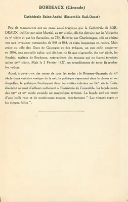 Bordeaux (Gironde) — Catedral de San Andrés (Complejo Sureste) — Colección de la 'Kolarsine' y de la 'Solution Pautzauberge' — Reverso
